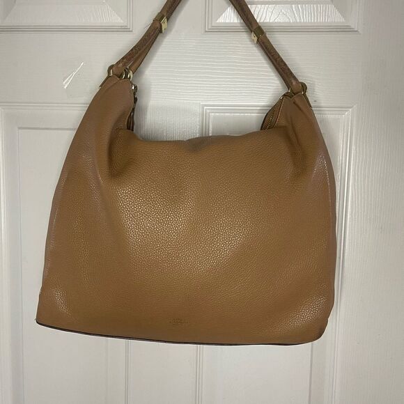 VINCE CAMUTO Toasted Tan / Light Brown Pebbled Leather Hobo Shoulder Bag - Picture 3 of 14